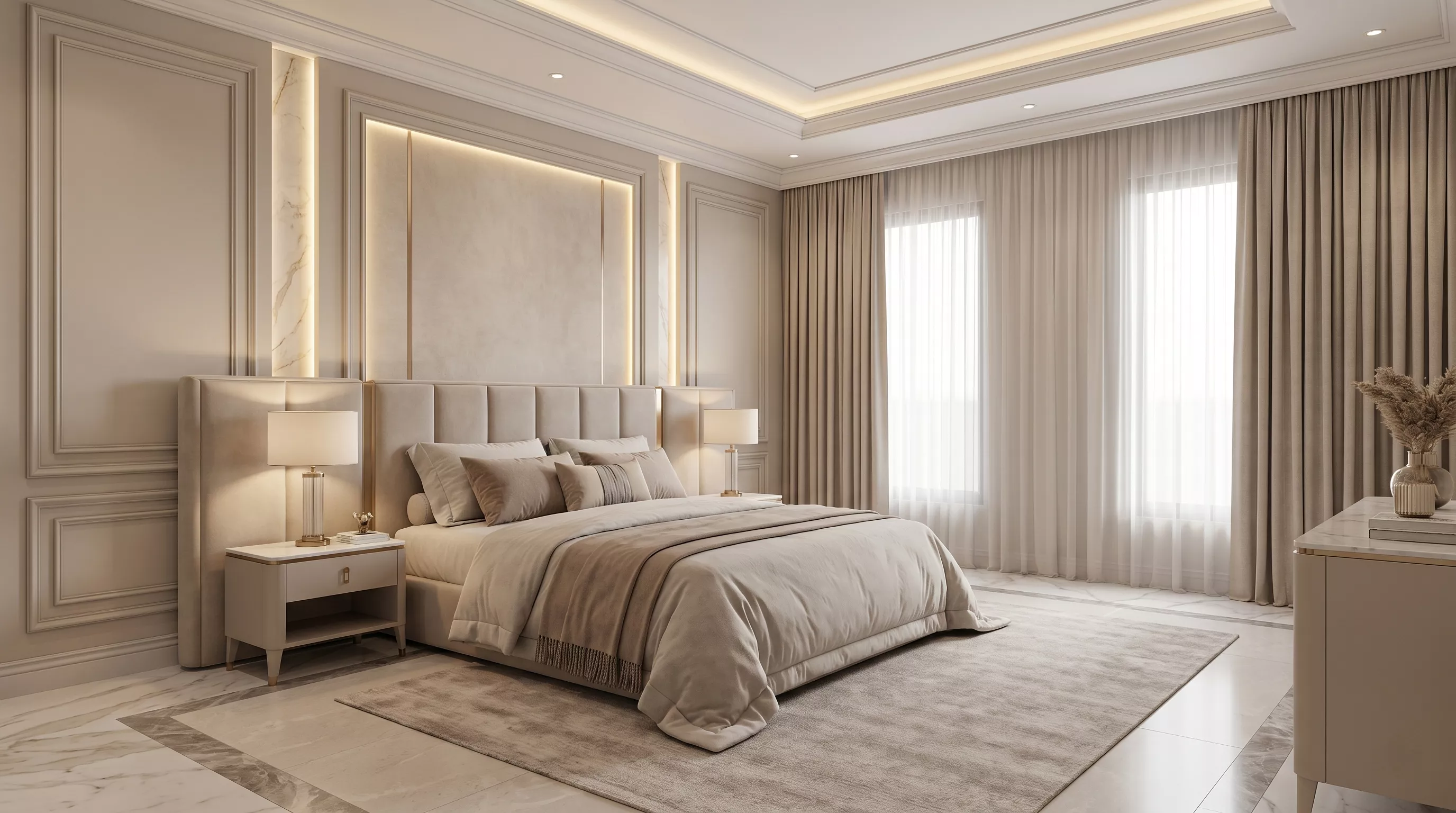 SMD Decoration tarafından Lüks Yatak Odası İç Tasarımı SMD Decoration tarafından Lüks Yatak Odası İç Tasarımı
